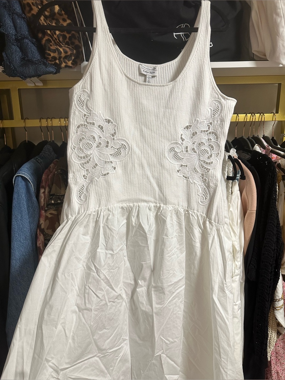 &OTHER STORIES Cotton White Lace Embroidered Midi Dress🪽